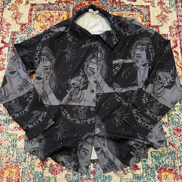 Romwe gothic button down shirt size medium 6 - Picture 1 of 4